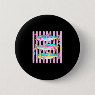 Chapa Redonda De 5 Cm Arcoíris colorido trucha veraniego lago preppy vid