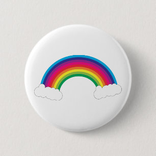 Chapa Redonda De 5 Cm Arcoiris con nubes blancas