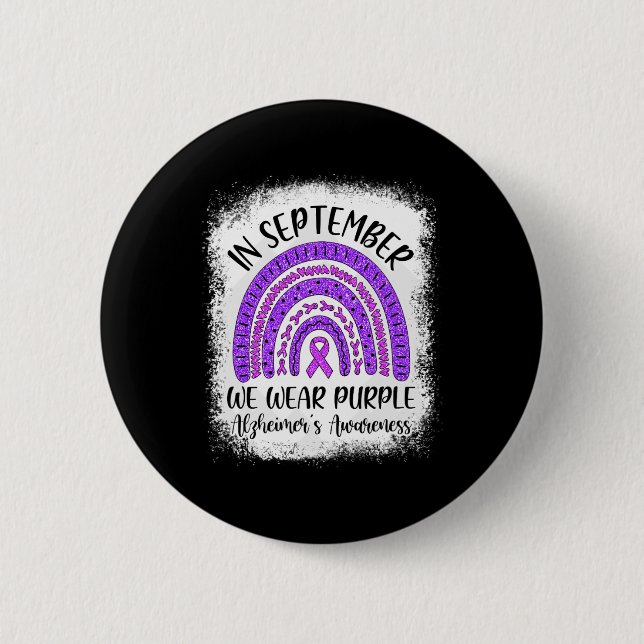 Chapa Redonda De 5 Cm Arcoiris En Septiembre Usamos Aw de Alzheimer Mora (Anverso)