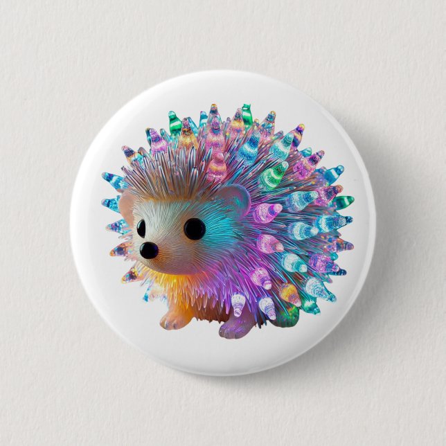 Chapa Redonda De 5 Cm Arcoiris Hedgehog Delight (Anverso)