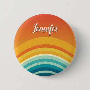 Chapa Redonda De 5 Cm Arcoíris Minimalista con Nombre Personalizado