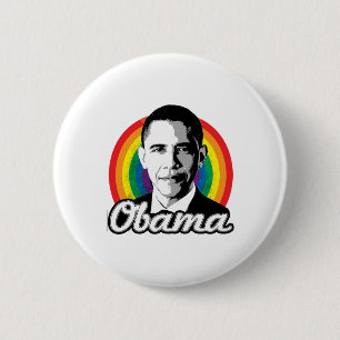 Chapa Redonda De 5 Cm Arcoíris Obama - Política LGBT -