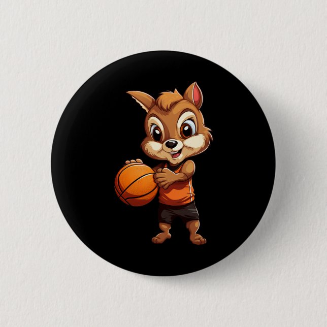 Chapa Redonda De 5 Cm ardilla de baloncesto (Anverso)