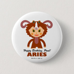 Chapa Redonda De 5 Cm Aries Zodiac para los niños