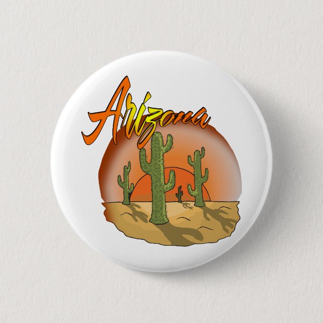 Chapa Redonda De 5 Cm ARIZONA Cactus Sunset (Anverso)