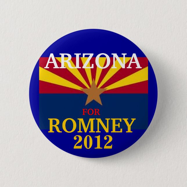 Chapa Redonda De 5 Cm Arizona para Romney 2012 (Anverso)