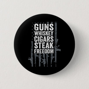 Chapa Redonda De 5 Cm Armas Cigarros de Whiskey Steak Freedom - bebida d