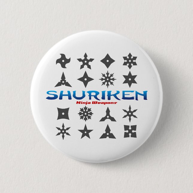 Chapa Redonda De 5 Cm Armas de Shuriken Ninja (Anverso)
