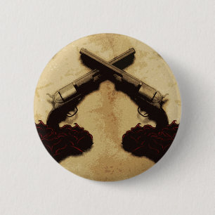 Chapa Redonda De 5 Cm Armas y rosas