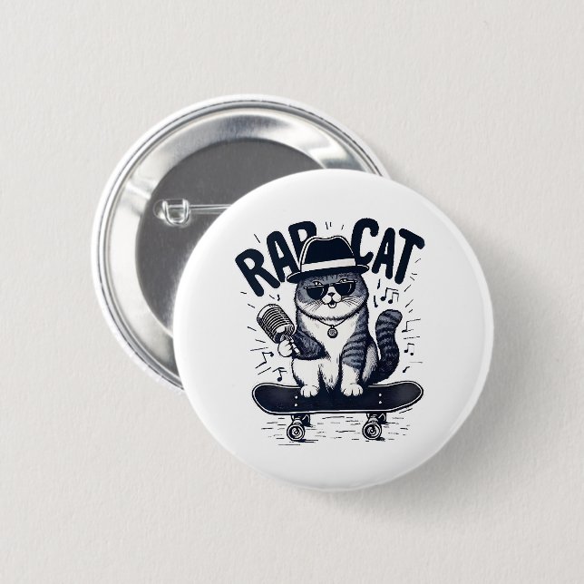 Chapa Redonda De 5 Cm Armonía de Rap Cat (Anverso y reverso)