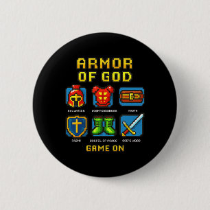 Chapa Redonda De 5 Cm Armor Of God Pixel Faith Christian Video Game