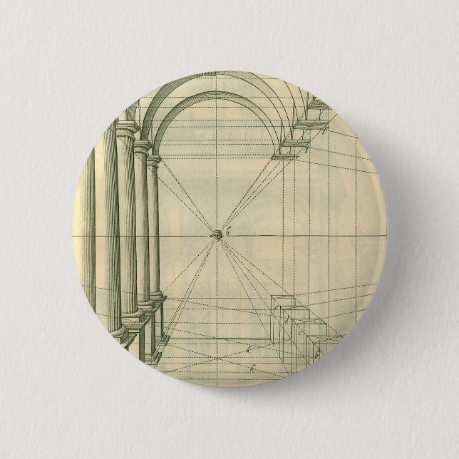 Chapa Redonda De 5 Cm Arquitectura de época, perspectiva de columnas de  (Anverso)