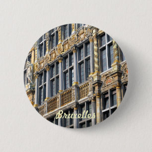 Chapa Redonda De 5 Cm Arquitectura medieval de la Grand place en Brusela