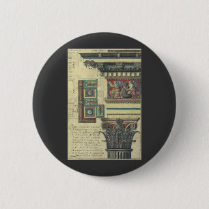 Chapa Redonda De 5 Cm Arquitectura vintage, columna con moldura de corni