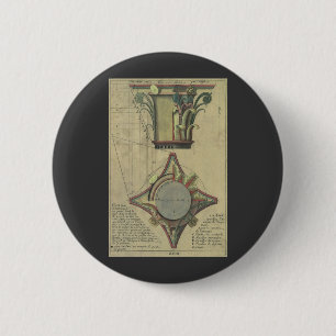 Chapa Redonda De 5 Cm Arquitectura Vintage, Corona de Capital Decorativa