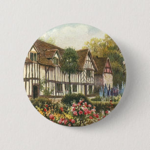 Chapa Redonda De 5 Cm Arquitectura Vintage Jardín Formal Cottage Inglés