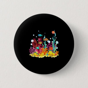 Chapa Redonda De 5 Cm Arrecife de coral en acuarela con peces, hermoso b