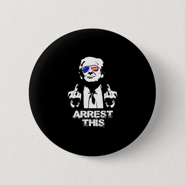 Chapa Redonda De 5 Cm Arresto de Trump Esto  (Anverso)