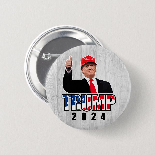 Chapa Redonda De 5 Cm Arriba, Donald Trump 2024 (Anverso y reverso)