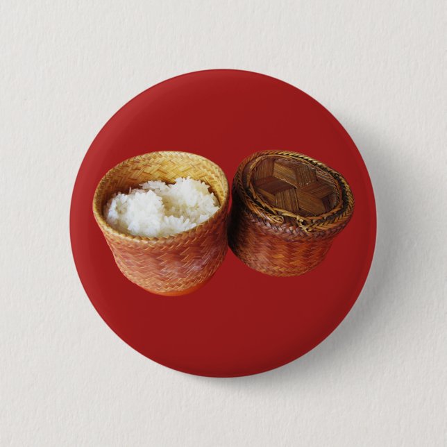 Chapa Redonda De 5 Cm Arroz pegajoso [Khao Niao] comida tailandesa lao (Anverso)
