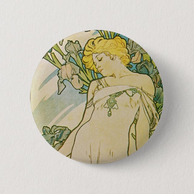 Chapa Redonda De 5 Cm Art déco de Alfonso Mucha (Anverso)