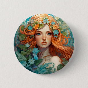 Chapa Redonda De 5 Cm Art Nouveau Aos sí Fairy