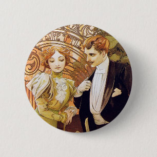 Chapa Redonda De 5 Cm Art Nouveau Flirt