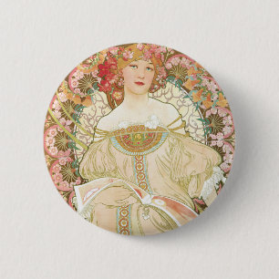 Chapa Redonda De 5 Cm Art Nouveau vintage, Champenois, de Alphonse Mucha