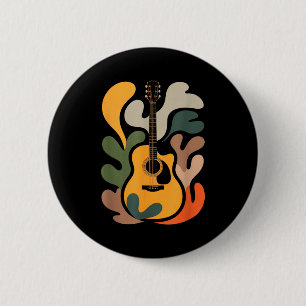 Chapa Redonda De 5 Cm Arte abstracto de guitarra minimalista Amante de l