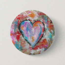 Chapa Redonda De 5 Cm Arte abstracto del corazón imprudente que pinta el