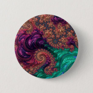 Chapa Redonda De 5 Cm Arte abstracto fractal de color boho groovy