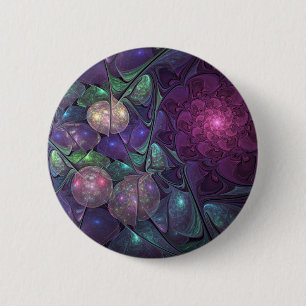 Chapa Redonda De 5 Cm Arte abstracto fractal moderno brillante y colorid