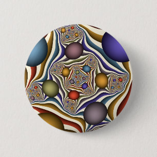 Chapa Redonda De 5 Cm Arte abstracto fractal moderno y colorido que vuel