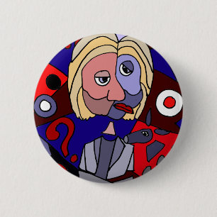 Chapa Redonda De 5 Cm Arte abstracto político divertido de Hillary