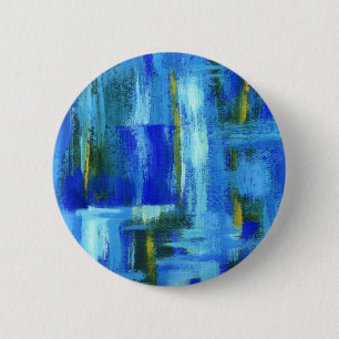 Chapa Redonda De 5 Cm Arte abstracto que pinta pinceladas azules del oro