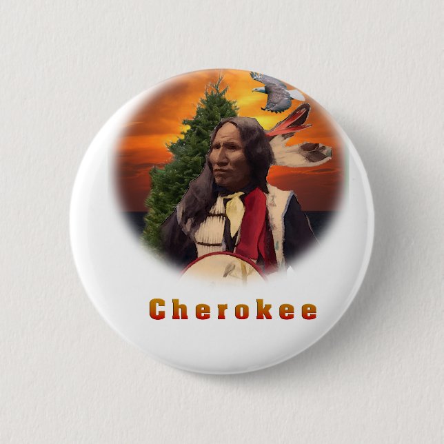 Chapa Redonda De 5 Cm Arte Cherokee indio (Anverso)