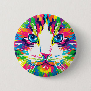 Chapa Redonda De 5 Cm Arte colorido Imágenes estéticas de gatos arte gat