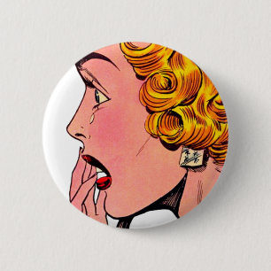 Chapa Redonda De 5 Cm Arte cómico del chica de la novela romántica del