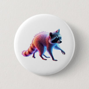 Chapa Redonda De 5 Cm Arte Cute Raccoon