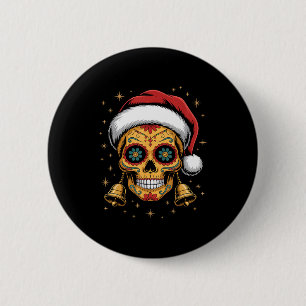 Chapa Redonda De 5 Cm Arte de Calavera de Azúcar de Navidad Mujer Sombre