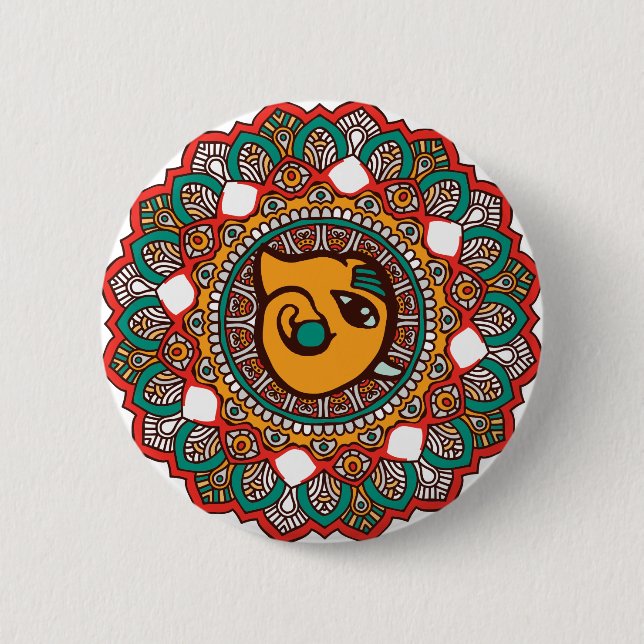 Chapa Redonda De 5 Cm Arte de Ganesha (Anverso)
