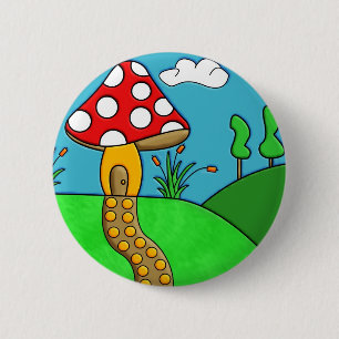 Chapa Redonda De 5 Cm Arte de hongos caprichosos del bosque