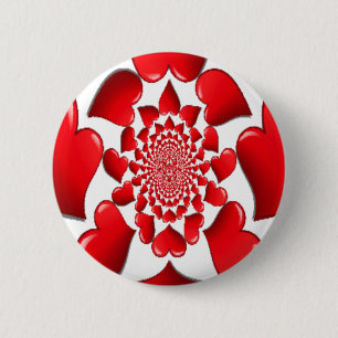 Chapa Redonda De 5 Cm Arte de impresión de patrón de corazones rojos rom