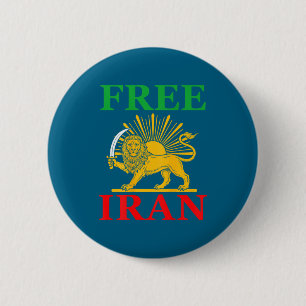 Chapa Redonda De 5 Cm Arte de Irán Bandera Iraní León Espalda