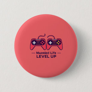Chapa Redonda De 5 Cm Arte de juego de nivel de vida de casados