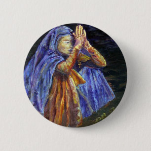 Chapa Redonda De 5 Cm Arte de la pintura del rosario de Maria del saludo