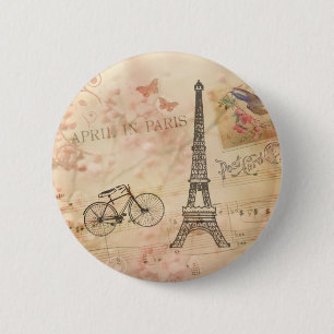 Chapa Redonda De 5 Cm Arte de la torre Eiffel del vintage