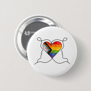 Chapa Redonda De 5 Cm Arte de línea del corazón Progress Pride