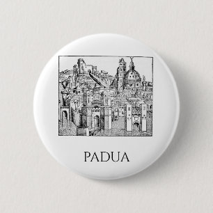 Chapa Redonda De 5 Cm Arte de línea del paisaje urbano medieval minimali
