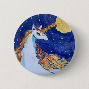 Chapa Redonda De 5 Cm "Arte de niños" de Unicornio